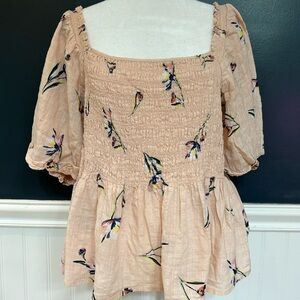 A New Day Peach Puff Sleeve Shirt